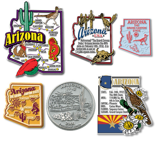 Arizona Six-Piece State Magnet Set by Classic Magnets, Includes 6 Unique Designs, Collectible Souvenirs Made in the USA