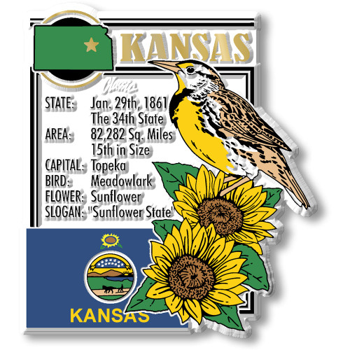 Kansas Six-Piece State Magnet Set by Classic Magnets, Includes 6 Unique Designs, Collectible Souvenirs and Gifts Made in the USA
