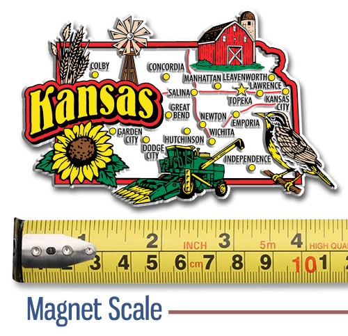 Kansas Six-Piece State Magnet Set by Classic Magnets, Includes 6 Unique Designs, Collectible Souvenirs and Gifts Made in the USA