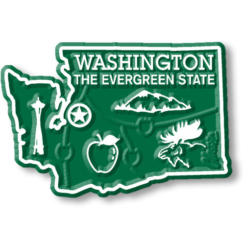 Washington Six-Piece State Magnet Set by Classic Magnets, Includes 6 Unique Designs, Collectible Souvenirs and Gifts Made in the USA