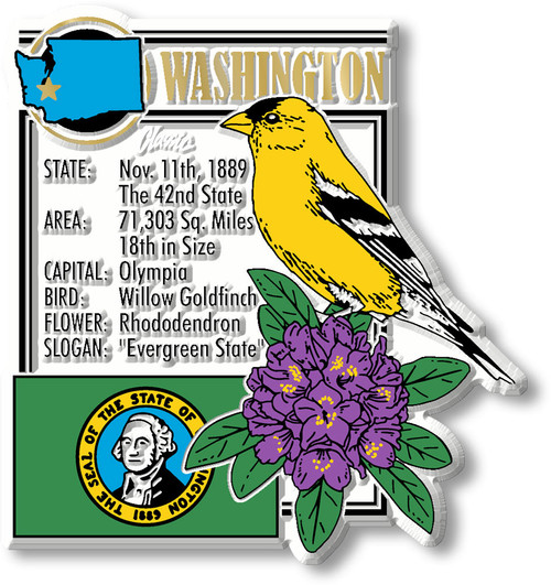 Washington Six-Piece State Magnet Set by Classic Magnets, Includes 6 Unique Designs, Collectible Souvenirs and Gifts Made in the USA