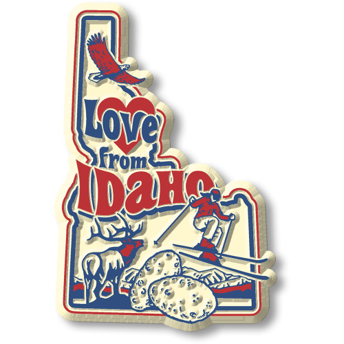 "Love from Idaho" Vintage State Magnet by Classic Magnets, Collectible Souvenirs Made in the USA