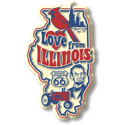 "Love from Illinois" Vintage State Magnet by Classic Magnets, Collectible Souvenirs Made in the USA