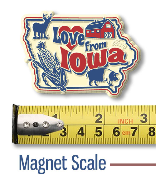 "Love from Iowa" Vintage State Magnet by Classic Magnets, Collectible Souvenirs and Gifts Made in the USA