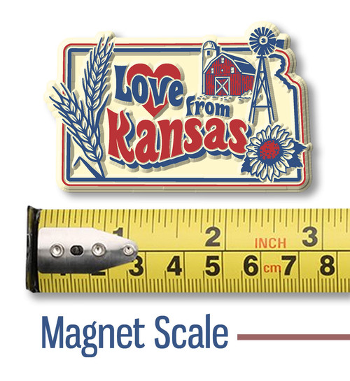 "Love from Kansas" Vintage State Magnet by Classic Magnets, Collectible Souvenirs and Gifts Made in the USA
