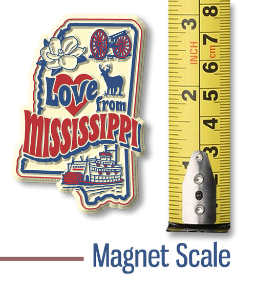 "Love from Mississippi" Vintage State Magnet by Classic Magnets, Collectible Souvenirs and Gifts Made in the USA