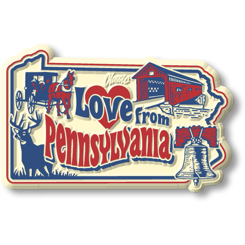 "Love from Pennsylvania" Vintage State Magnet by Classic Magnets, Collectible Souvenirs Made in the USA