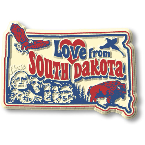 "Love from South Dakota" Vintage State Magnet by Classic Magnets, Collectible Souvenirs Made in the USA