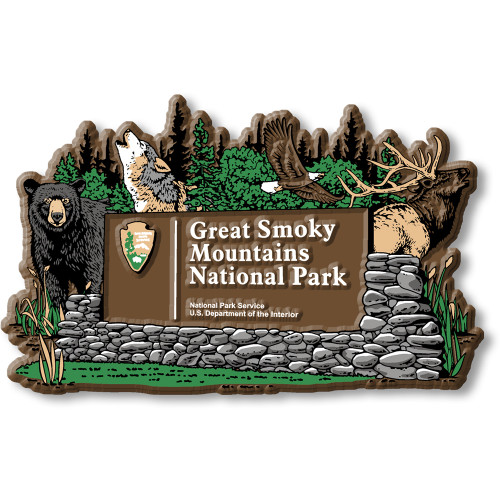 Great Smoky Mountains National Park Entrance Sign Magnet by Classic Magnets, Collectible Souvenirs Made in the USA