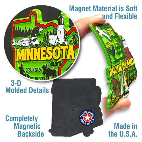 Colorful U.S. State Magnet Set by Classic Magnets, 51-Piece Set, Collectible Souvenirs and Gifts Made in the USA