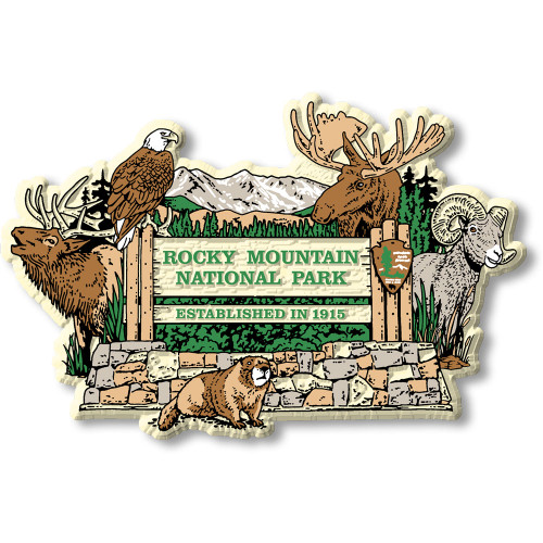 Rocky Mountain National Park Entrance Sign Magnet by Classic Magnets, Collectible Souvenirs Made in the USA