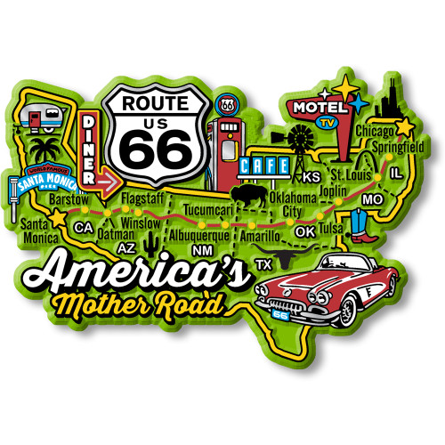 Route 66 America's Mother Road Map Magnet - ClassicMagnets.com
