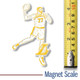 Luka Dončić Los Angeles Lakers magnet shown next to measuring tape for size reference (4.2" x 2.7").