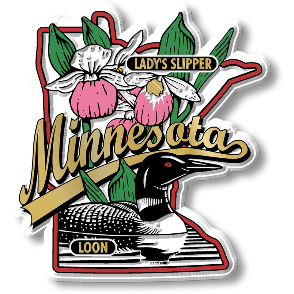 Minnesota State Bird and Flower Map by Classic
