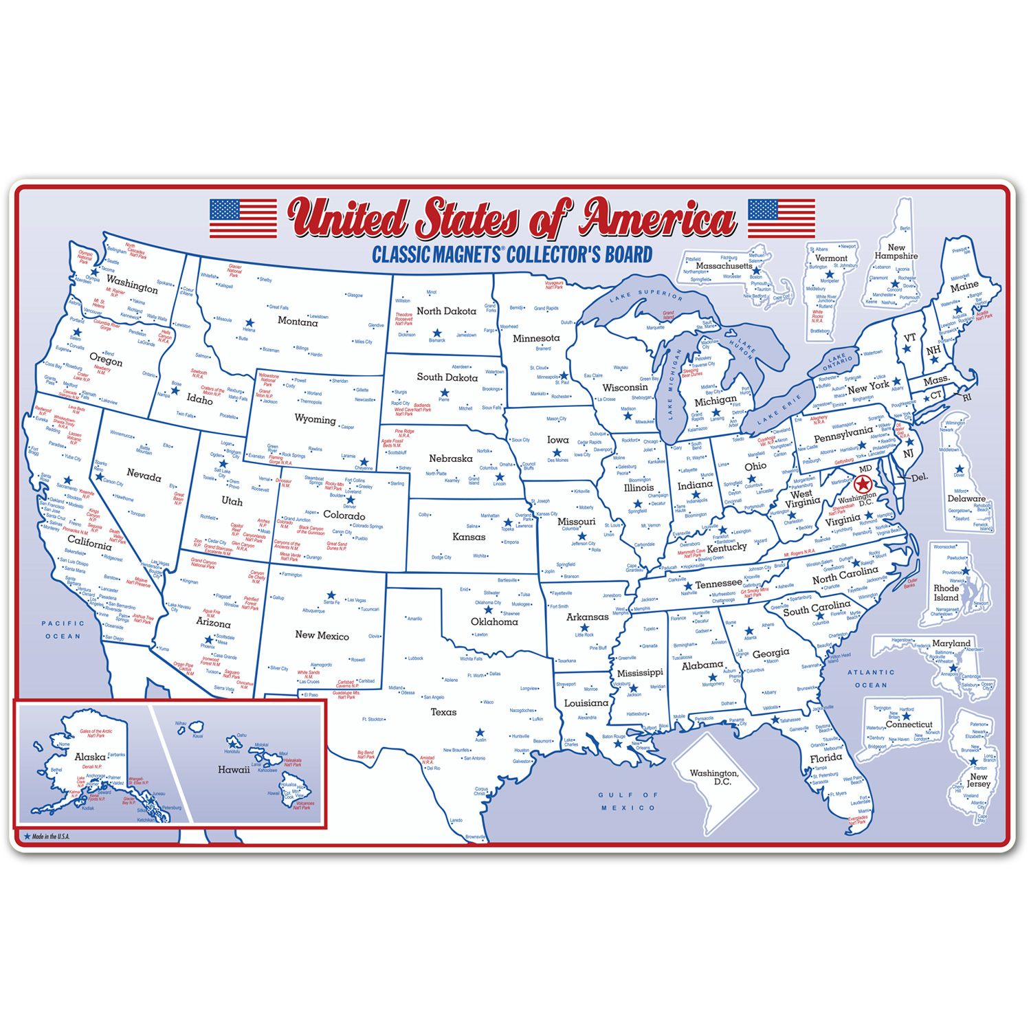 Galvanized USA Magnet Map, Wall Hanging Magnet Board ''Primitives by  Kathy