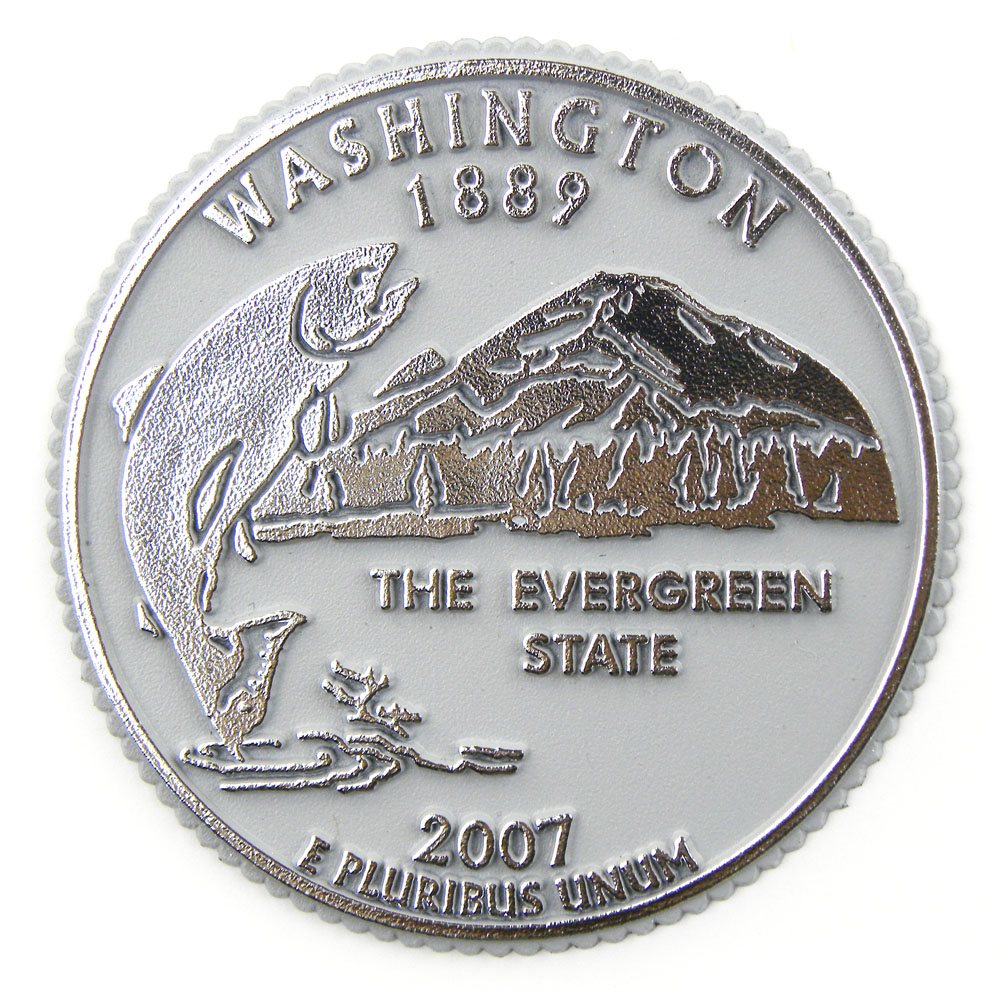 Washington State Quarter Magnet by Classic Magnets, Gray