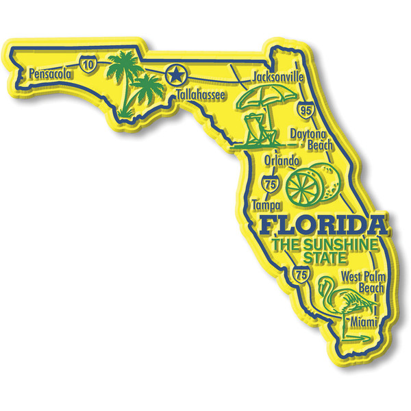 Florida Giant State Map Magnet - ClassicMagnets.com