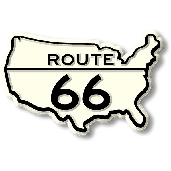 Route 66 USA Shaped Sign - ClassicMagnets.com
