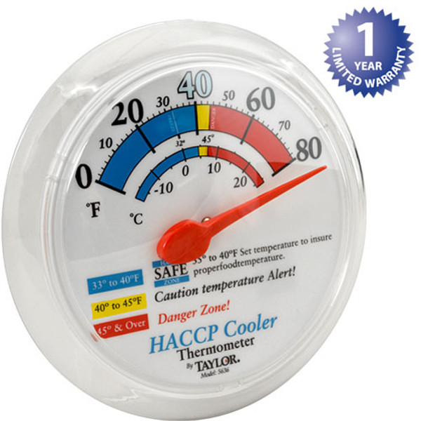 THERMOMETER (6"OD, WALL, 0/80F), Taylor Thermometer, 5636, 1381311