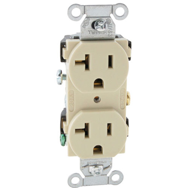 RECEPTACLE, DUPLEX, 125V, 20A, Hubbell, CR201, 2531380