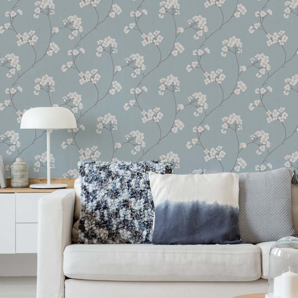 Transform Peel and Stick Blossom Blue Self-Adhesive Wallpaper