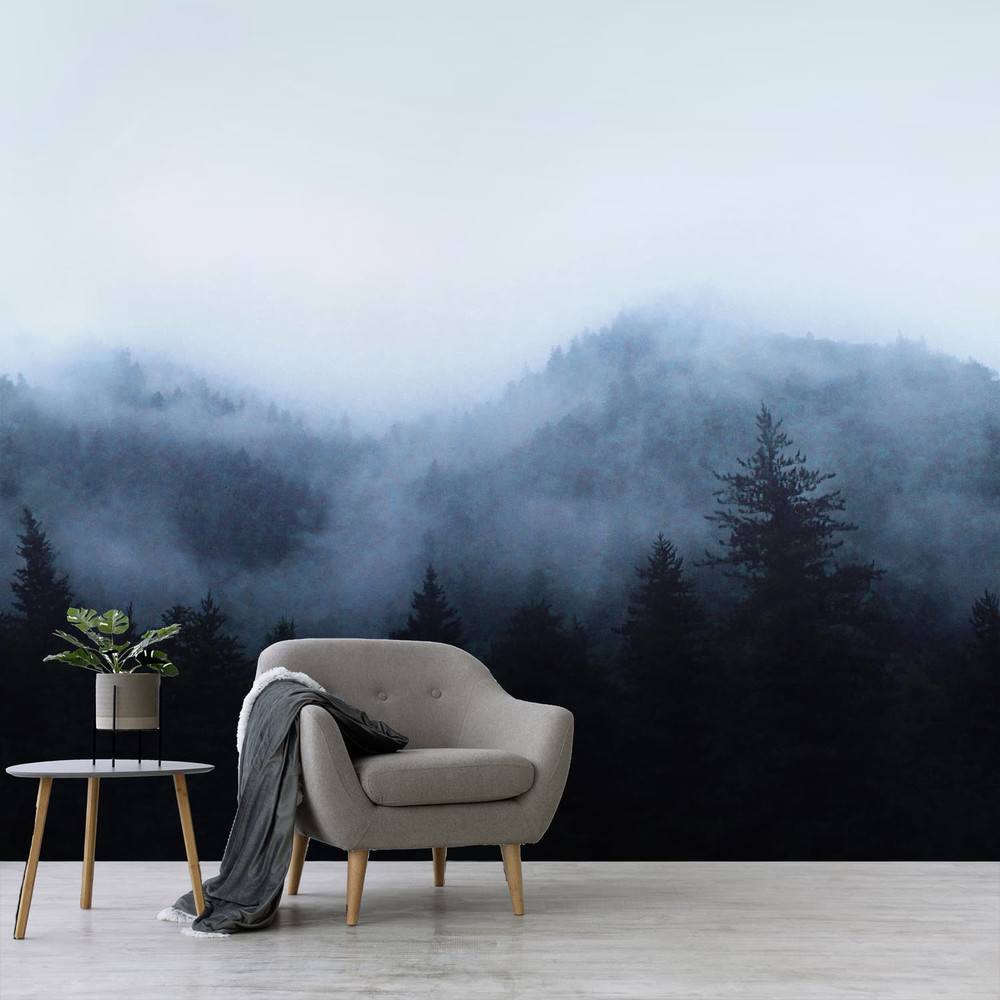 Misty Landscape Navy Bespoke Mural