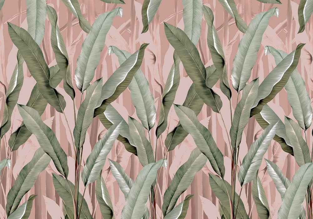 Banana Leaf Pink Bespoke Mural