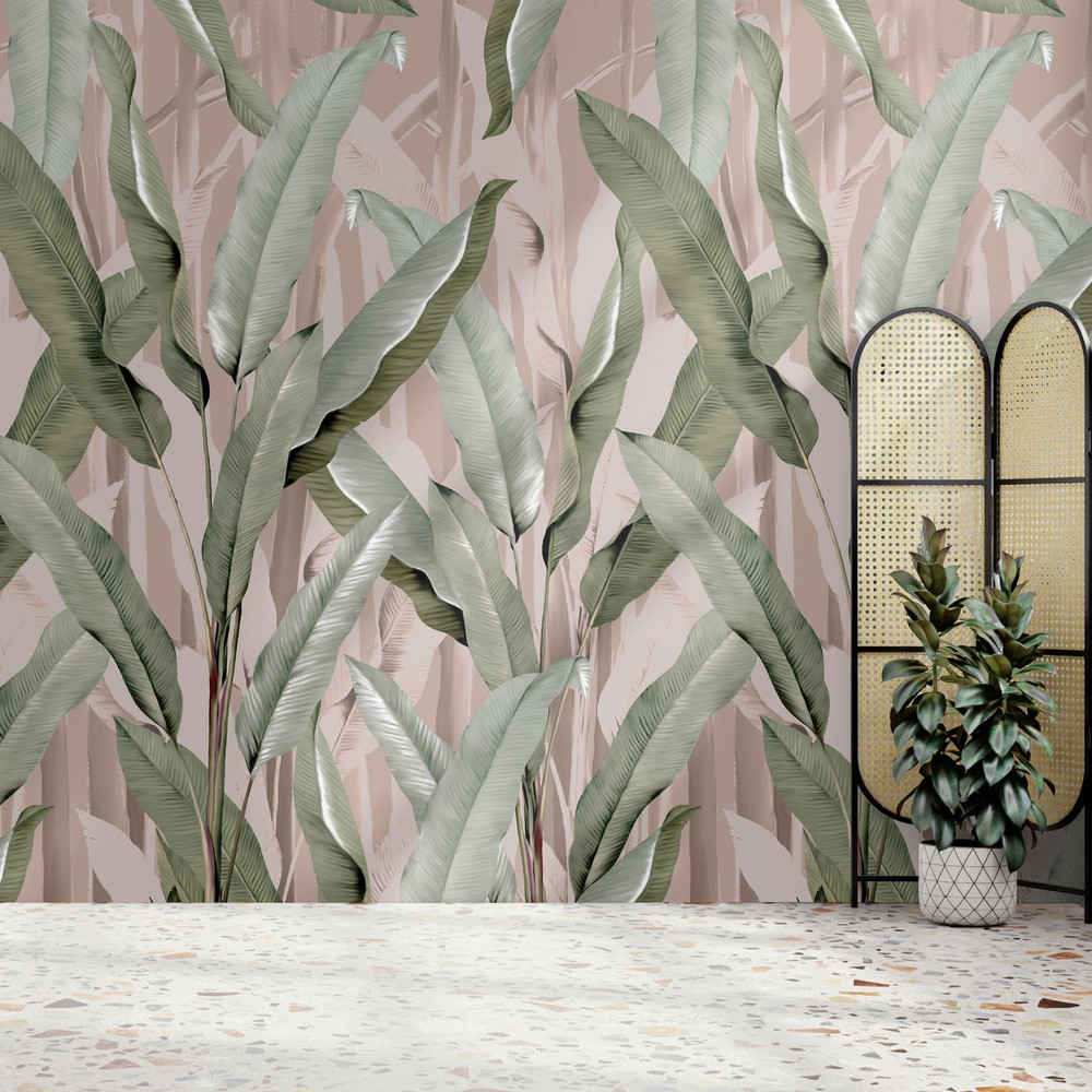 Banana Leaf Pink Bespoke Mural