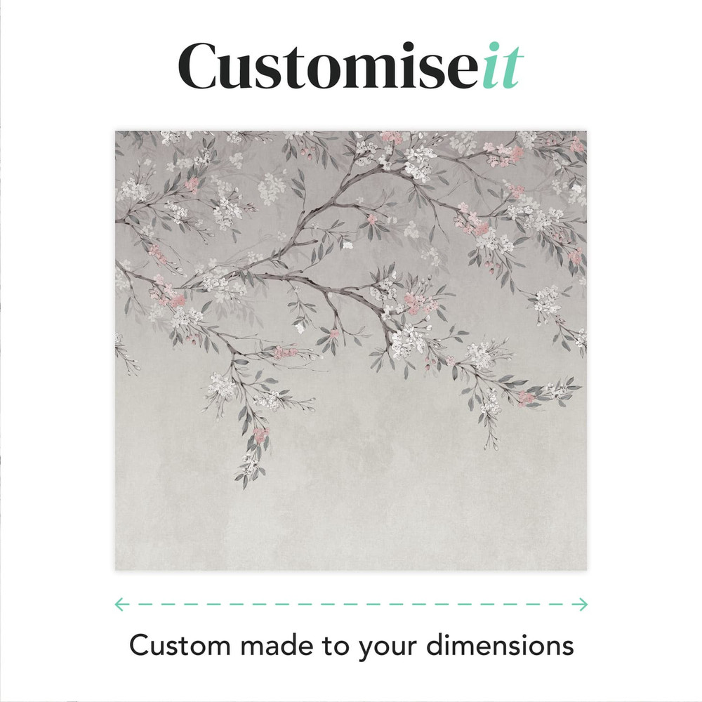 Blossom Trail Grey Bespoke Mural