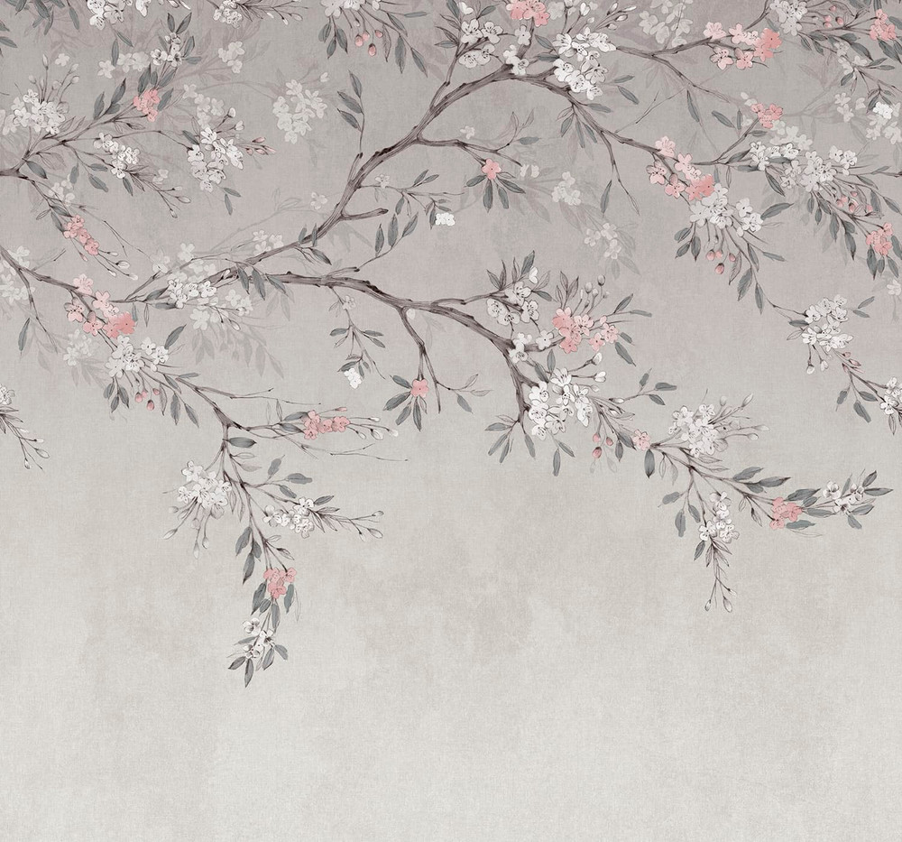 Blossom Trail Grey Bespoke Mural