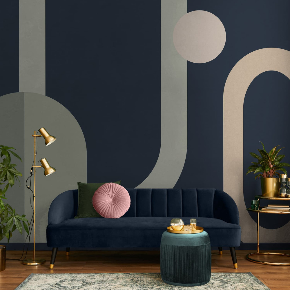 Oval Geo Pop Blue Bespoke Mural