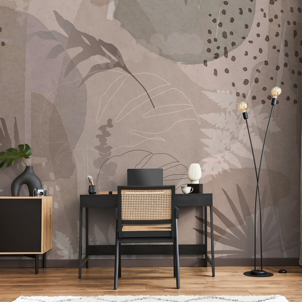 Abstract Leaf Neutral Bespoke Mural