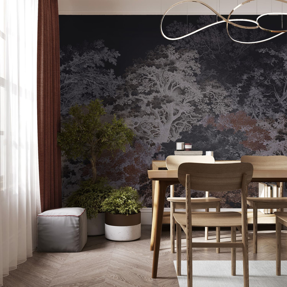 Forest Canopy Navy Bespoke Mural