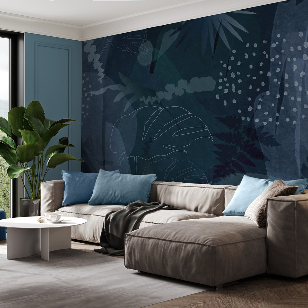 Abstract Leaf Navy Bespoke Mural