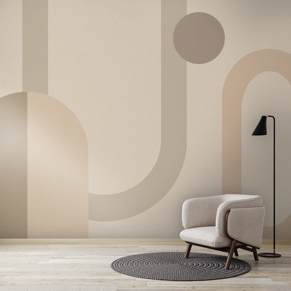 Oval Geo Pop Neutral Bespoke Mural