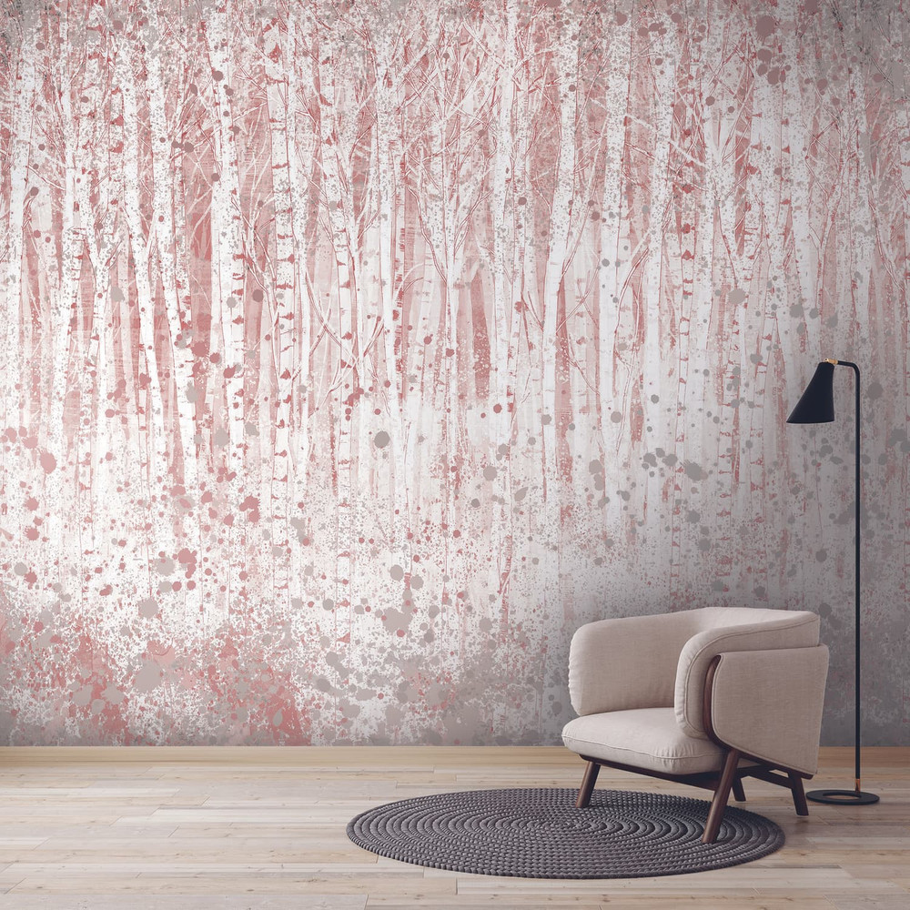 Painterly Woods Pink Bespoke Mural