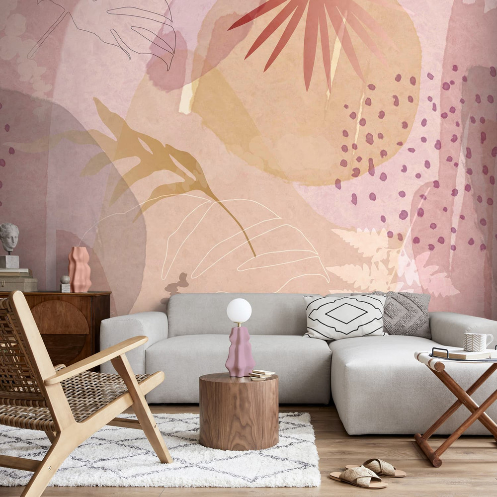 Abstract Leaf Pink Bespoke Mural