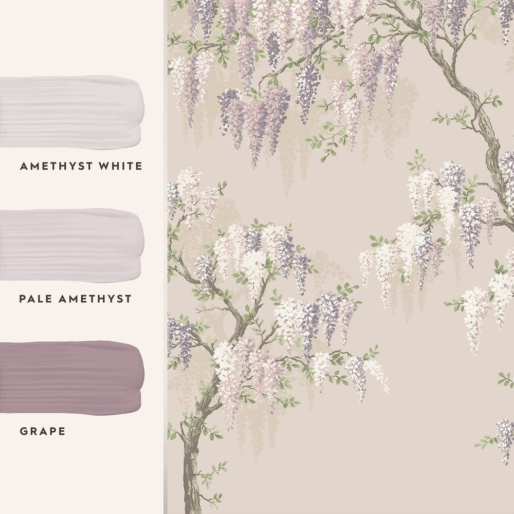 Laura Ashley Wisteria Garden Pale Amethyst Bespoke Mural