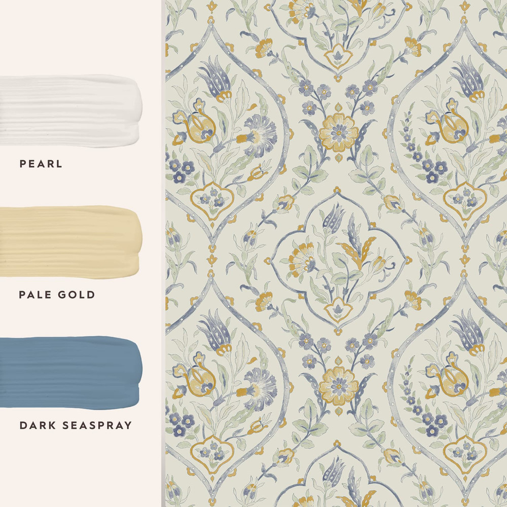 Laura Ashley Foscot Damask Pale Ochre Yellow Wallpaper