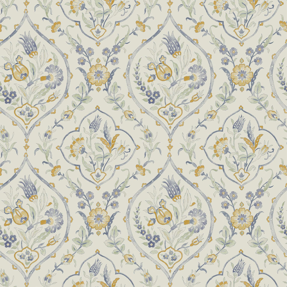 Laura Ashley Foscot Damask Pale Ochre Yellow Wallpaper