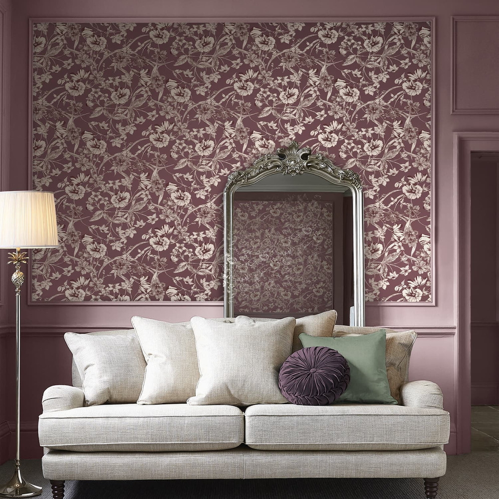 Laura Ashley Summerhill Pale Blackberry Wallpaper