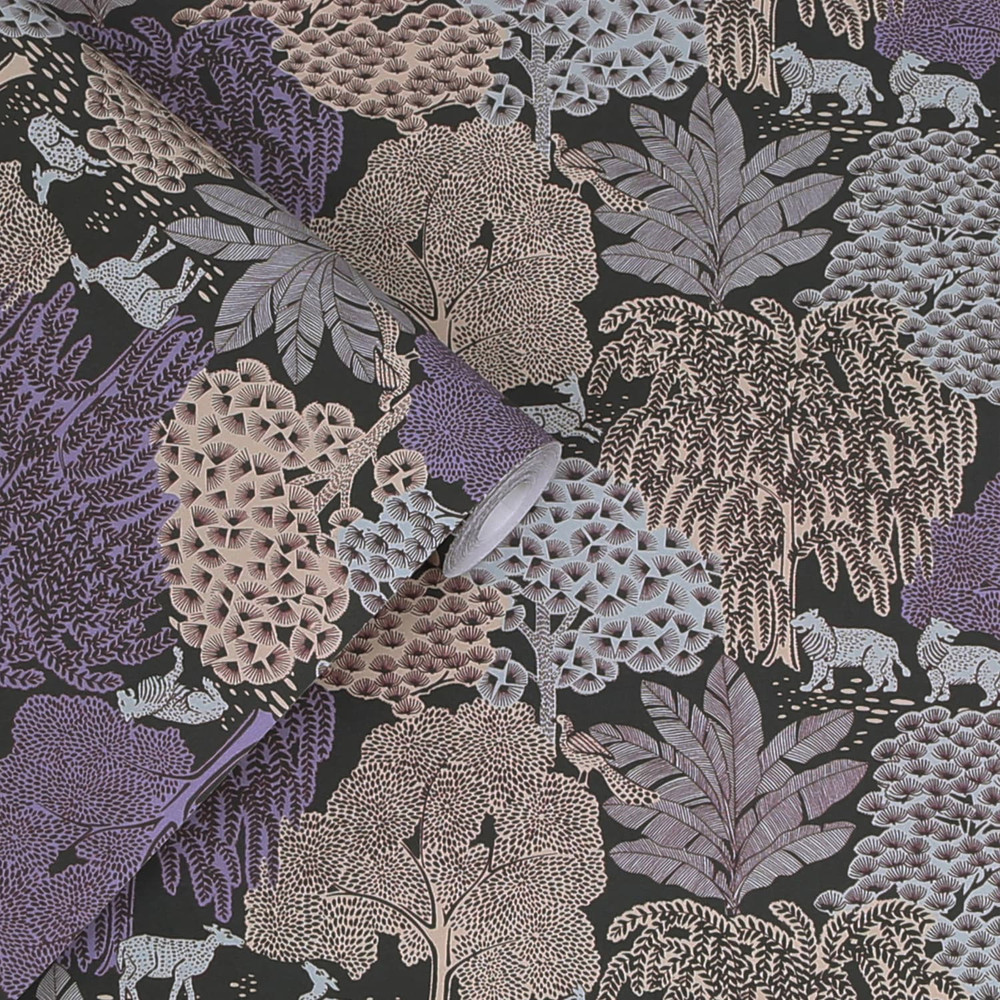 Laura Ashley Garwood Grove Violet Grey Wallpaper