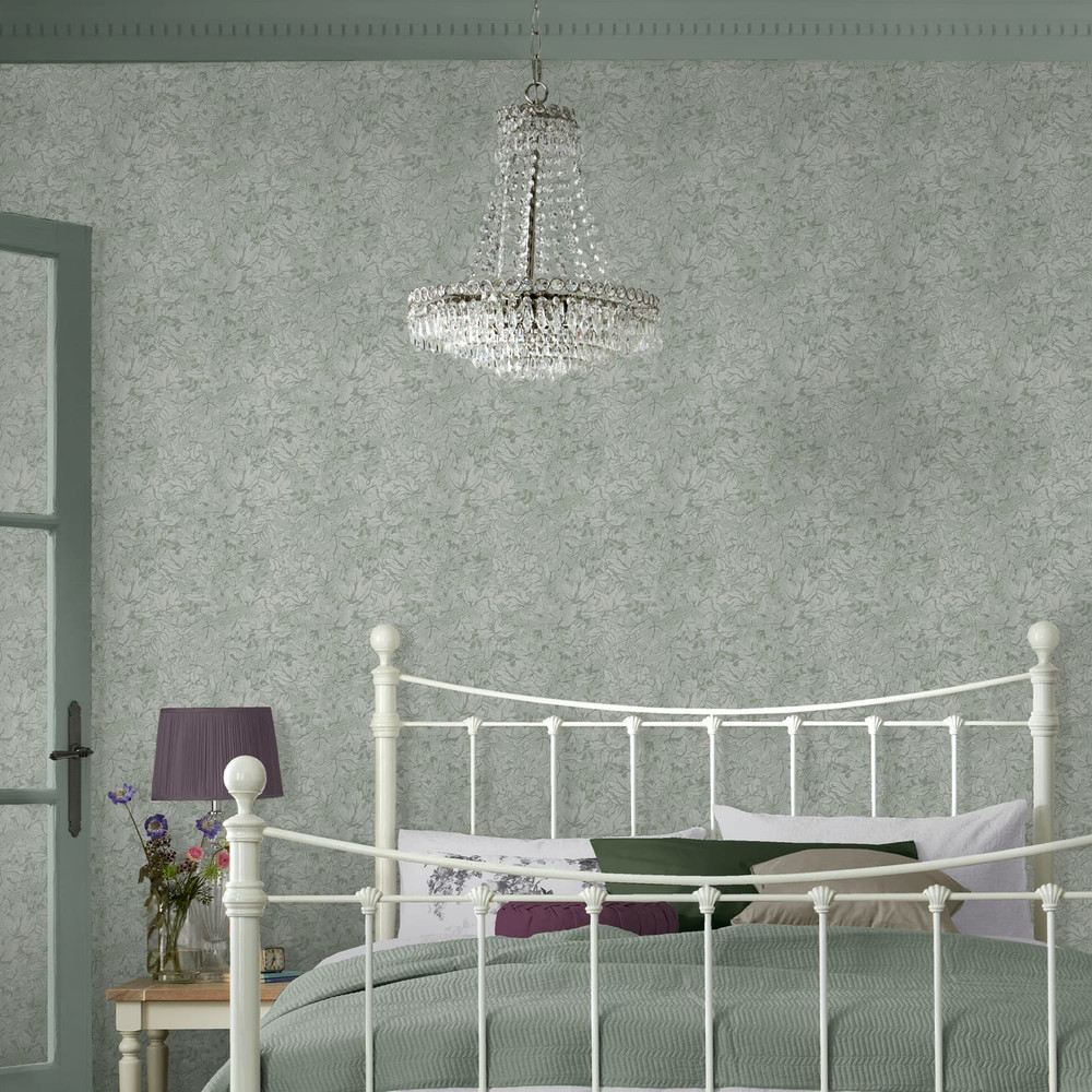 Laura Ashley Corrina Leaf Mineral Green Wallpaper