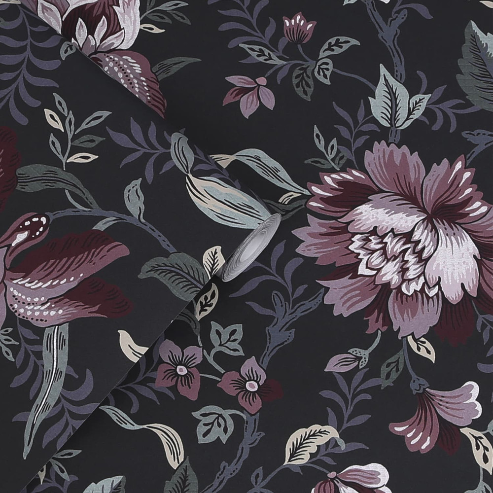 Laura Ashley Edita’s Garden Charcoal Grey Wallpaper