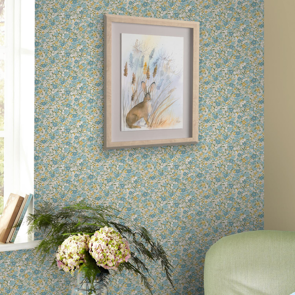 Laura Ashley Loveston Newport Blue Wallpaper