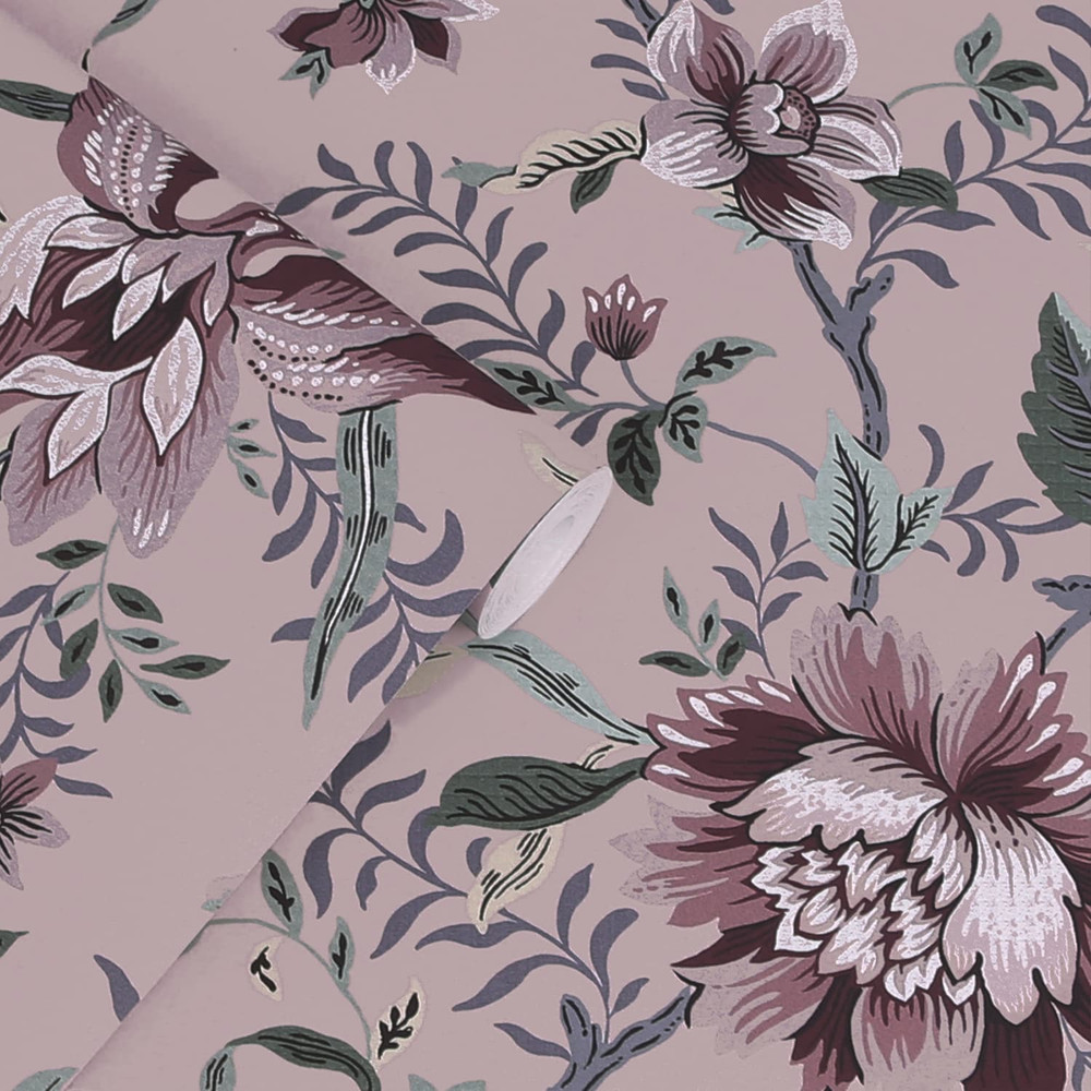 Laura Ashley Edita’s Garden Pale Blackberry Wallpaper