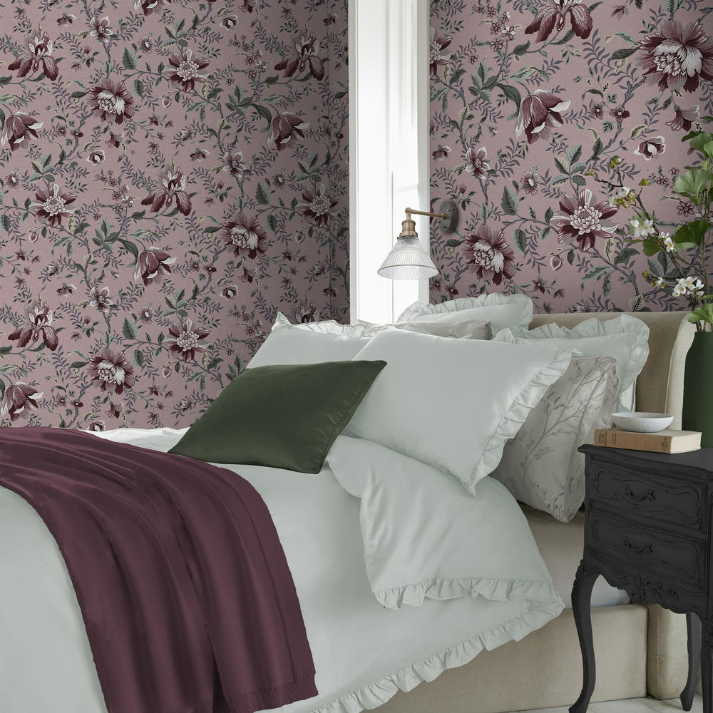 Laura Ashley Edita’s Garden Pale Blackberry Wallpaper