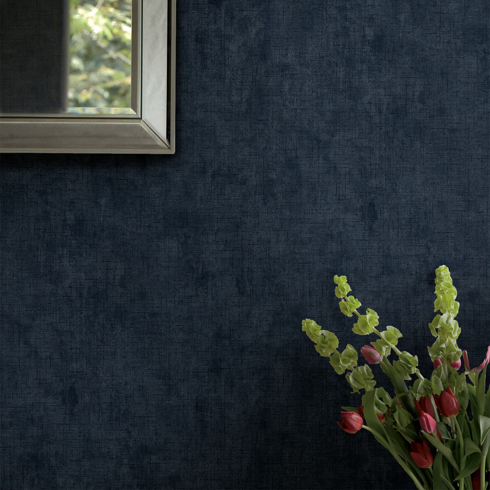 Laura Ashley Plain Midnight Seaspray Wallpaper