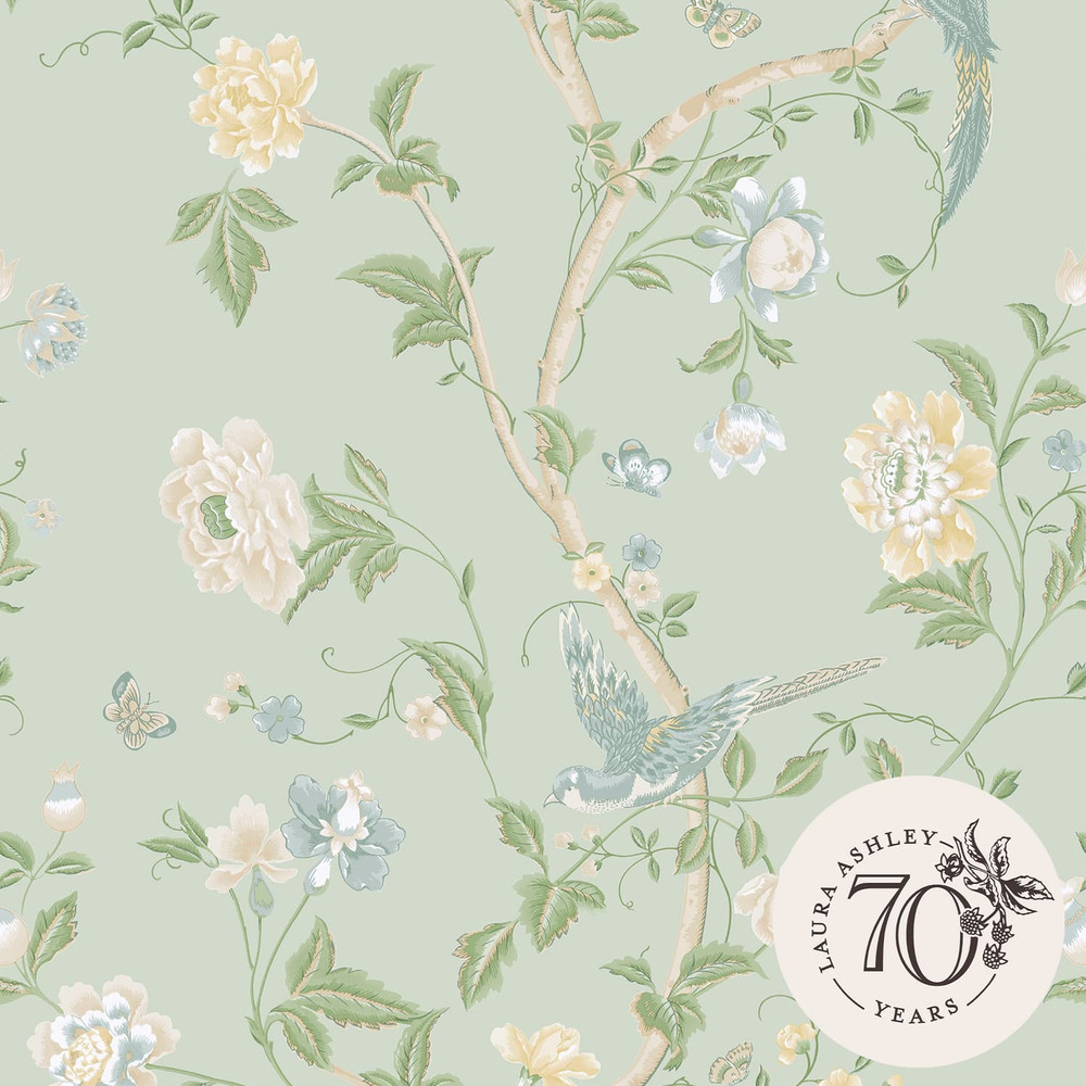 Laura Ashley Summer Palace Wallpaper Eau de Nil Wallpaper