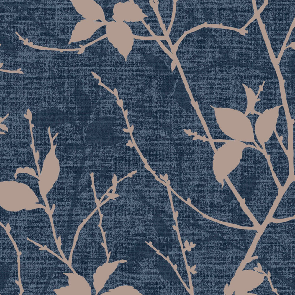 Belle Navy and Copper Wallpaper